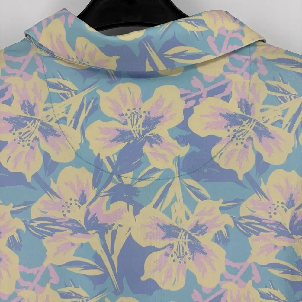 NEW BYRD GANG Shirt Pastel Floral Short Sleeve Golf Shirt UPF Stretch Size XXL - Picture 10 of 11